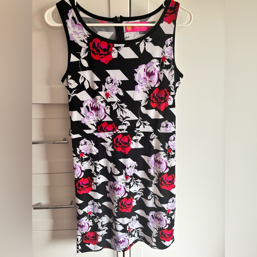 Macbeth Collection Floral Midi Dress - Black, Red, Light Purple